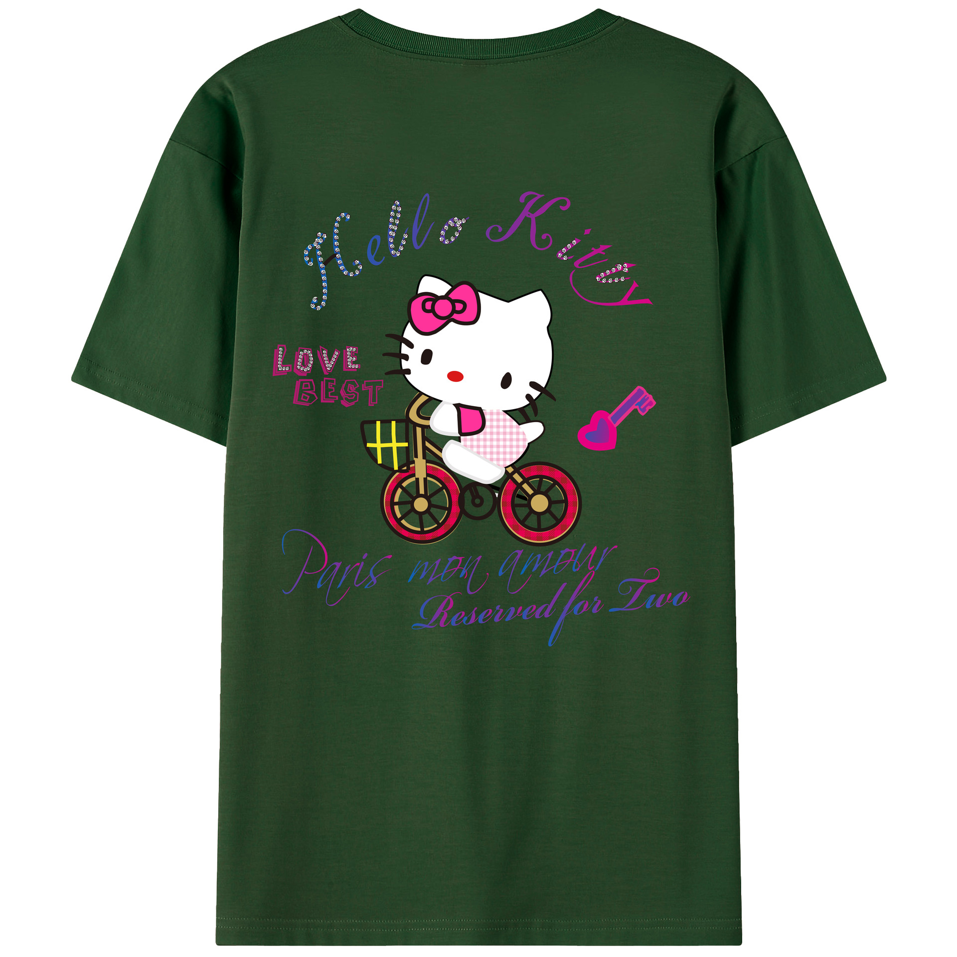 （画像用） Hello Kitty ハローキティ 綿100％半袖Tシャツ（背面プリント）